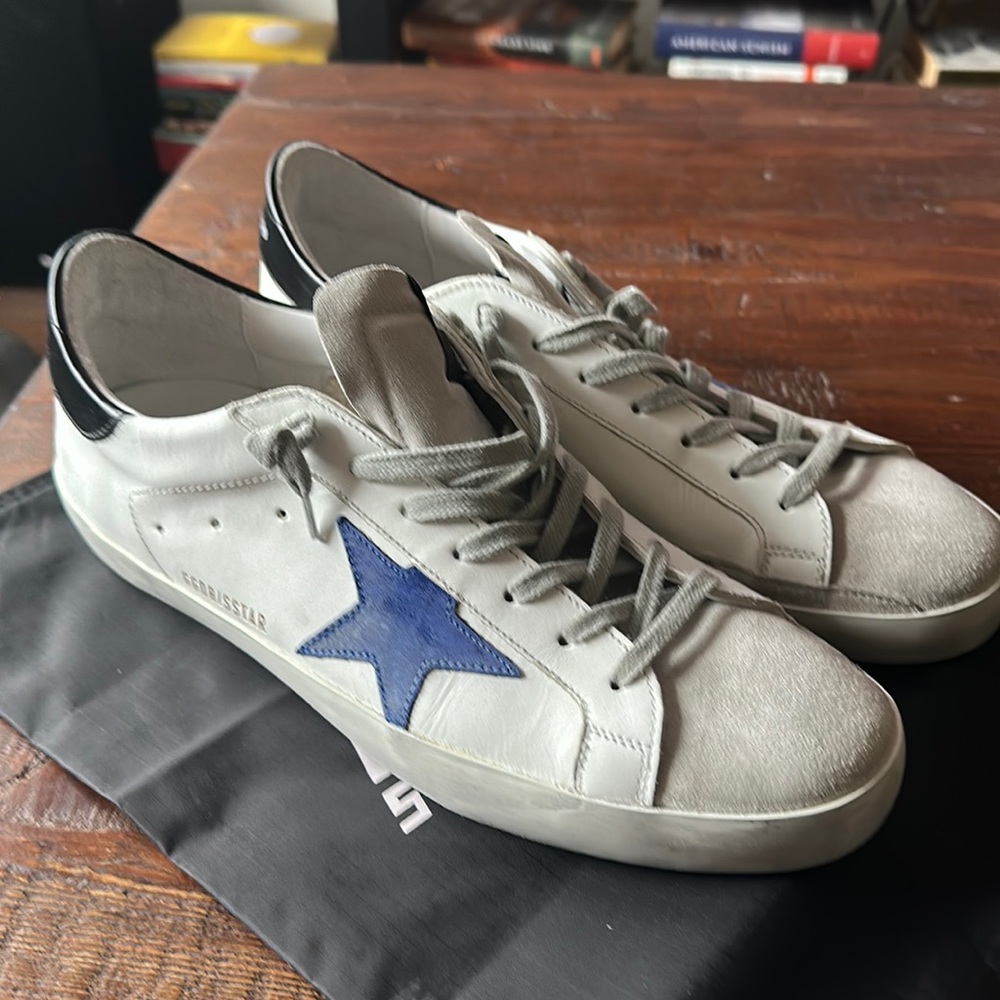 Men’s golden goose super star - white black and blue - size 43